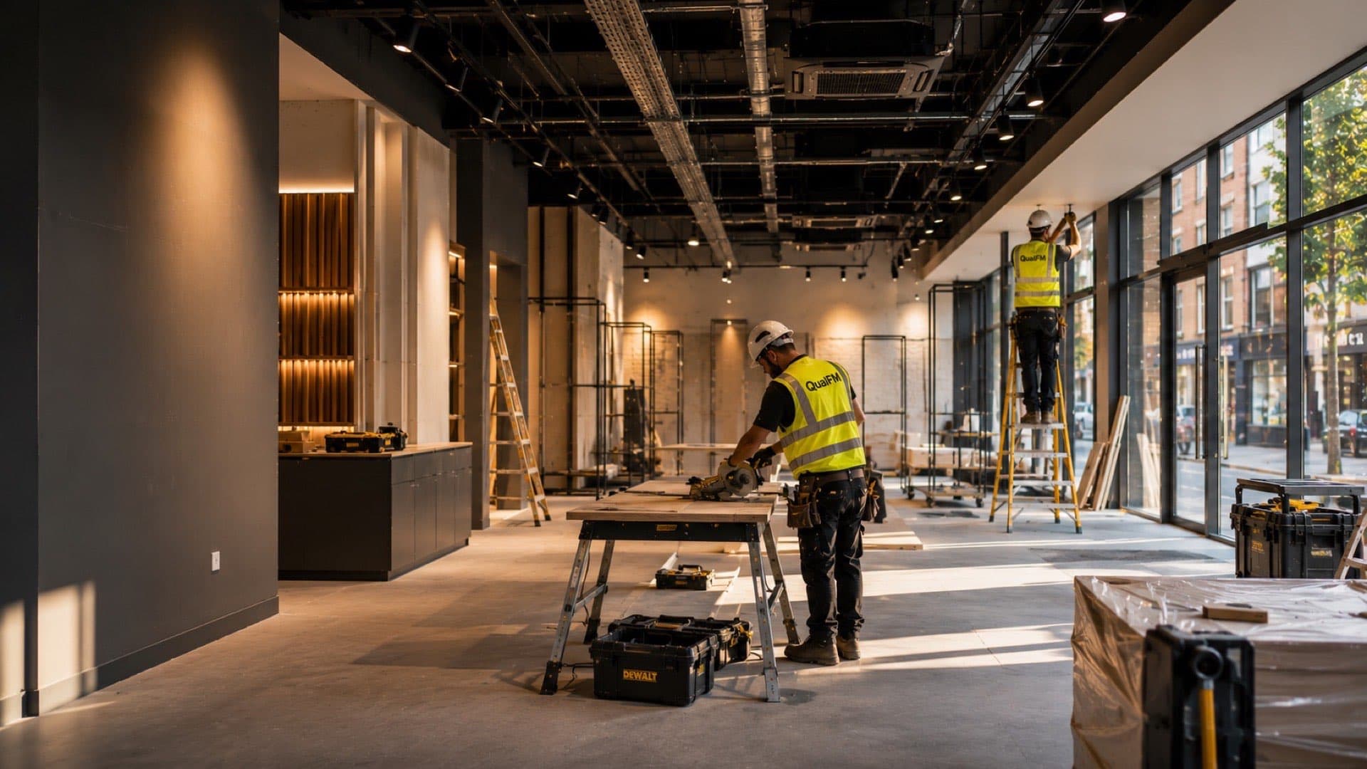 QualFM technicians fitting out a commercial unit